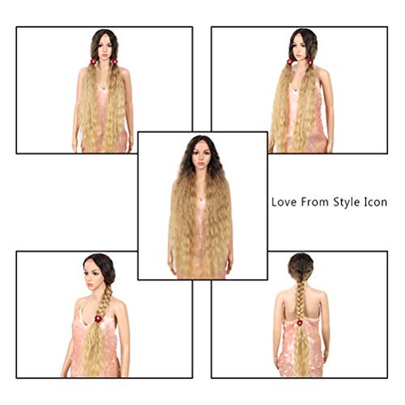 Style Icon 41¡± Lace Front Wigs Long Wavy Synthetic Wigs with Baby Hair Half Hand Tied 130% Density Wigs (41", TAT6/27/24E)