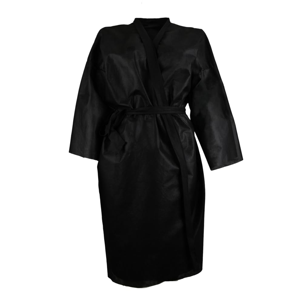 Fancystyle Pack of 20 Disposable Spa Robes Travel Kimono,Hair Salon Smocks Capes Haircut Cape Salon Robesfor Spa -Black/White