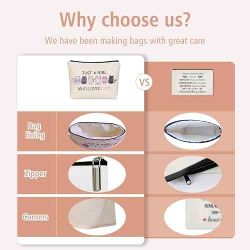 Cat Makeup Bag For Cat Lover Gift: Cute Cosmetic Bag Just A Girl Who Love Cats Themd For Daughters, Sisters, Friends,Teen Girl & Women.Ideal Gifts For Travel, Birthdays, Graduation & Christmas.