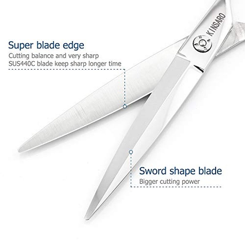 Barber Scissors 7" Professional Sliding Hair Scissors Willow Shape Sliding Hair Shears Professional Haircut Razor Edge 440c Barber Shears KINSARO for Hairdresser Barbershop or Home Use