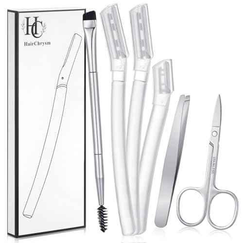 6 in 1 Eyebrow Trimmer Kit, Include Face Razor, Eyebrow Scissors, Tweezer, Double-Ended Eye Brow Brush for Women Men, Gifts for Stocking Stuffers - Transparent