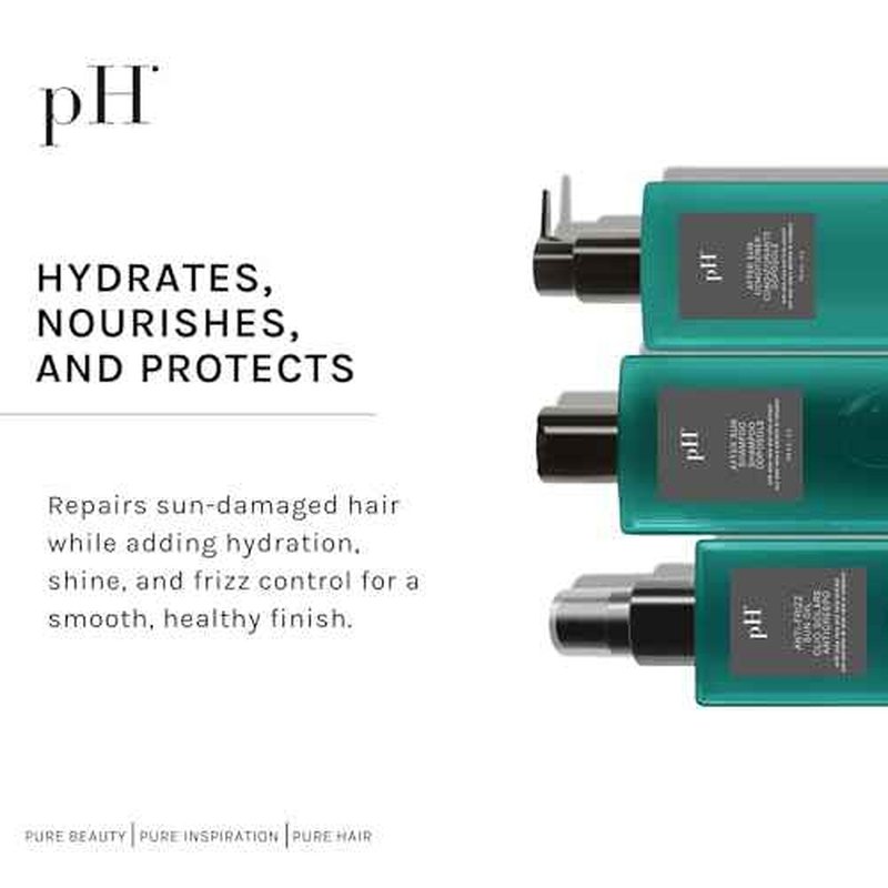 pH PURE HAIR Laboratories Ultimate Summer Hair Care Essentials: Shampoo Conditioner & Anti-Frizz Oil for Sun, Salt & Chlorine, Hydrates & Repairs with Aloe Vera & Tulip Extract (8.45+8.45+3.38 fl oz)