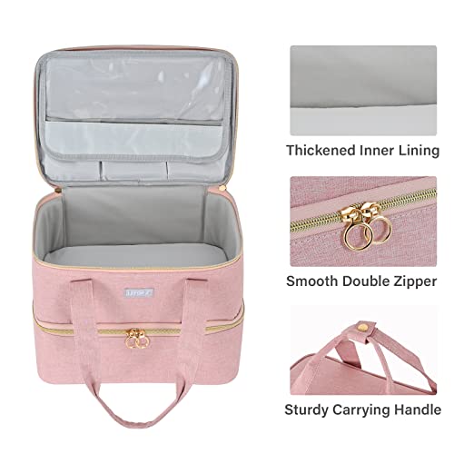 Nail Polish Organizers and Storage,Double-Layer Nail Supplies Carrying Case Bag Holds 40 Bottles(15ml-0.5 fl.oz) and Nail Lamp