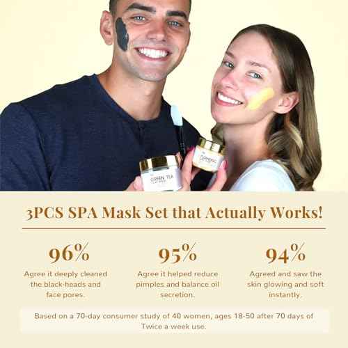 ANAI RUI 3 Pack Face Mask Gift Set,Christmas Facial Mask Set,Turmeric Clay Mask - Green Tea Mud Mask - Dead Sea Minerals Mud Mask Stocking Stuffers for Women &Teen Girl 2.5 oz each