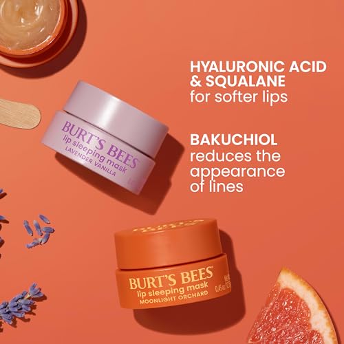 Burt¡¯s Bees Stocking Stuffers, Lavender Vanilla Lip Sleeping Mask, With Hyaluronic Acid and Squalane Moisturizer To Instantly Hydrate Lips, Overnight Lip Mask, Lip Treatment Christmas Gifts, 0.45 oz.