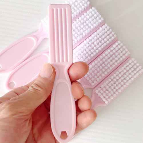 6 Pcs Nail Brush for Cleaning Fingernails, Handle Grip Cleaning Brush for Nail and Toenail, Nail Dust Brush Manicure Pedicure Tools Scrubbing Brush, Pink