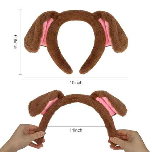 Brown Dog Ears Headband Puppy Ears Plush Animal Ears Headband Adult Halloween Costumes Woman Christmas Festival Theme Party Cosplay Costume Head Bands