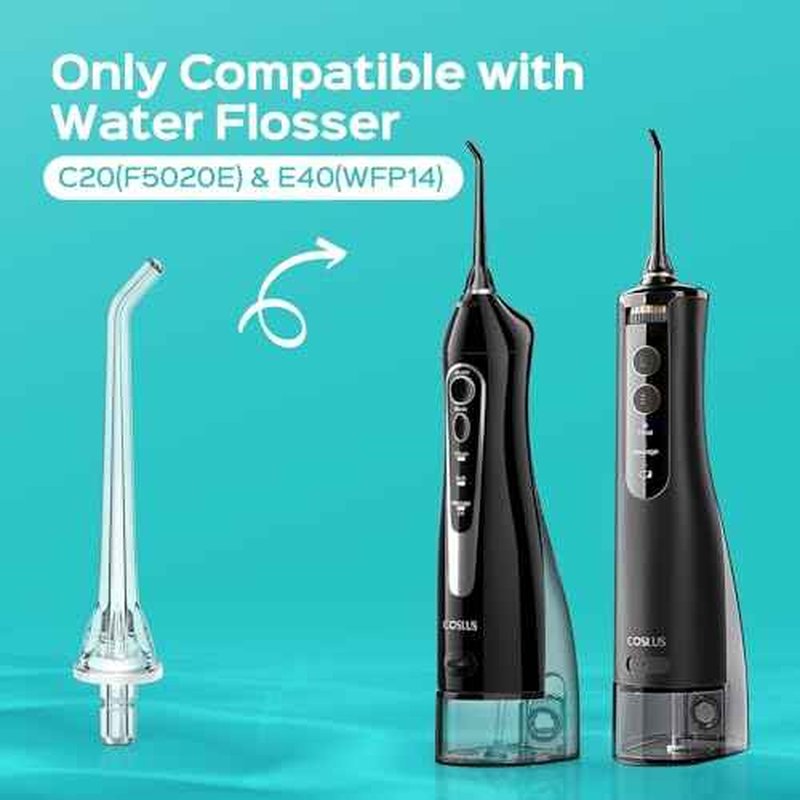 COSLUS Original Water Flosser Replacement Tips: Replacement Heads Compatible with COSLUS, Aquasonic, Nicwell, Oralfree, WELLFINE, Hangsun, Tovendor Water Dental Pick, Flosser Accessory, 5 Classic Tips