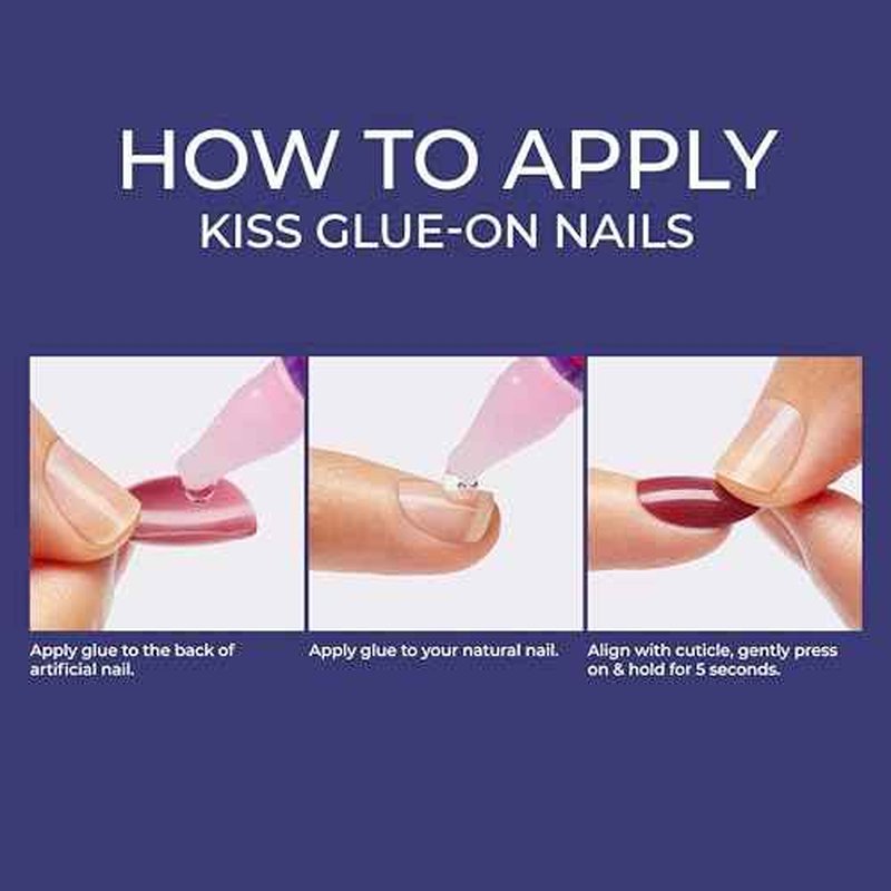 KISS Gel Fantasy, Press On Nails, Nail glue included, 'Chameleon', Blue, Medium Size, Coffin Shape, Includes 28 Nails, 2g glue, 1 Manicure Stick, 1 Mini File