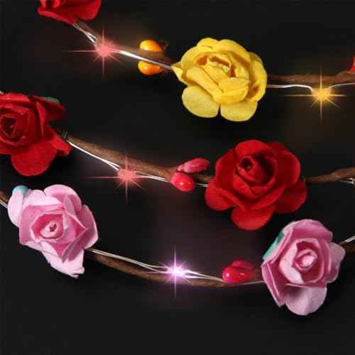 Light Up Flower Crown Headband, Glow in the Dark - for Parties, Weddings, Cosplay Events, and Festive Occasions