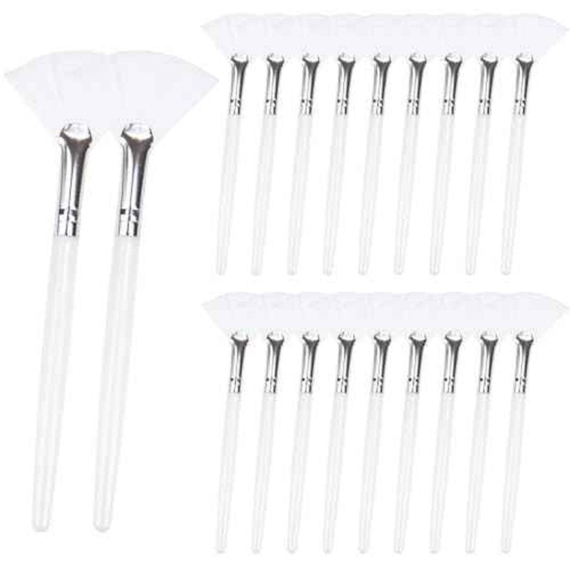 20 Pieces Fan Brushes Facial Applicator Brush Soft Makeup Mask Acid Applicator Brush Esthetician Cosmetic Brush for Mud Cream, Makeup Peel (White)