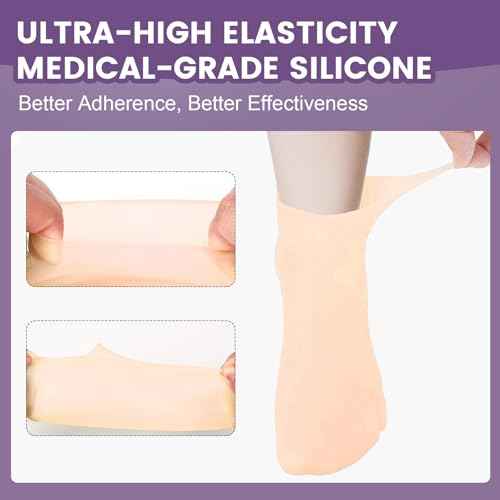 5 Pairs Silicone Socks for Dry Cracked Feet, Women's Foot Socks for Moisturizing (Beige, Fits Up to Size 9)