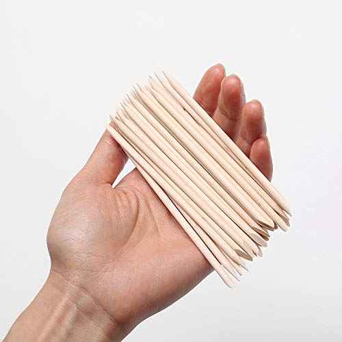 100 Pcs Orange Wood Nail Sticks Double Sided Multi Functional Cuticle Pusher Manicure Pedicure Tool for Manicure Pedicure