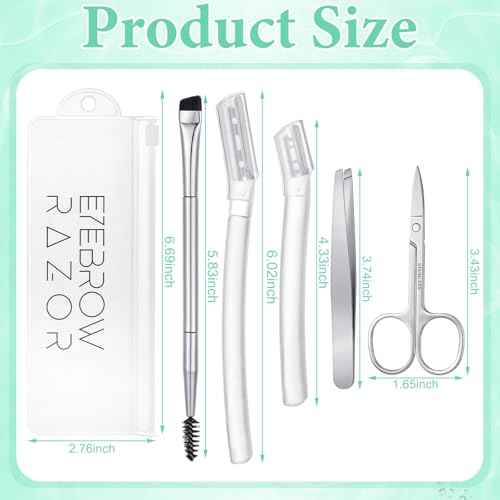 6 in 1 Eyebrow Trimmer Kit, Include Face Razor, Eyebrow Scissors, Tweezer, Double-Ended Eye Brow Brush for Women Men, Gifts for Stocking Stuffers - Transparent