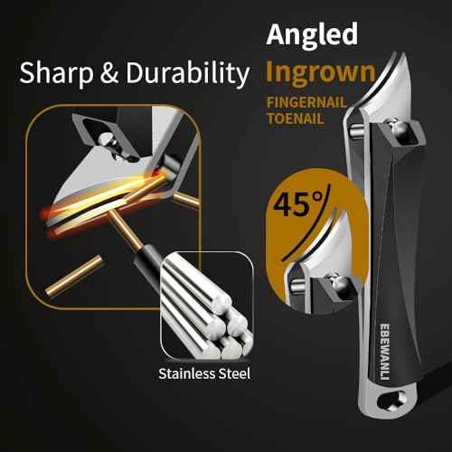 Ingrown Nail Clippers, Slanted Curved Blade Toe Nail Clippers for Ingrown Toenails & Fingernail, Stainless Steel Toenail Clippers Cutter, Angled Nail Clippers for Seniors, Men, Women