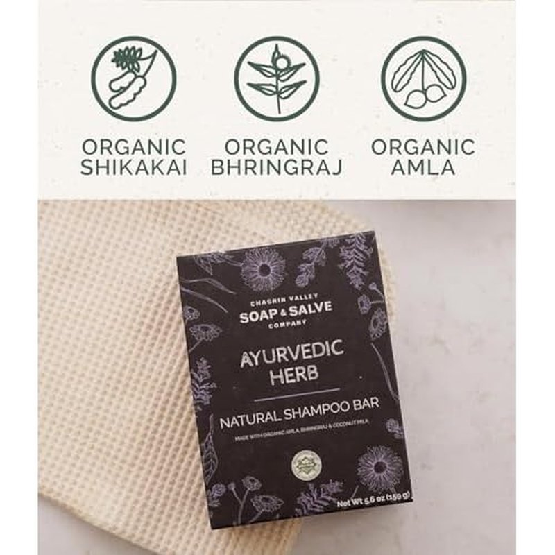 Chagrin Valley Soap & Salve Ayurvedic Organic Shampoo & Body Wash Soap Bar - Nurtures Dandruff & Dull Hair - Sulfate Free Shampoo - Sustainable, Vegan Handmade Soap ? 5.6 oz Women & Mens Soap Bar 3PK