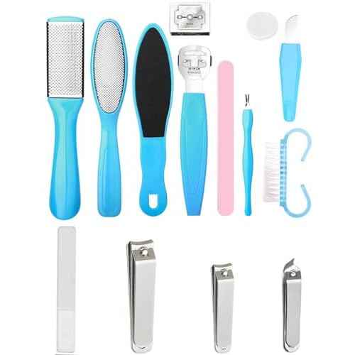 Stainless Callus Removers Set Foot File Pedicure Tools Kit for Feet Nail Clippers Set Fingernail Clipper Toenail Clipper Nail Care Tool with Travel Case for Men Women