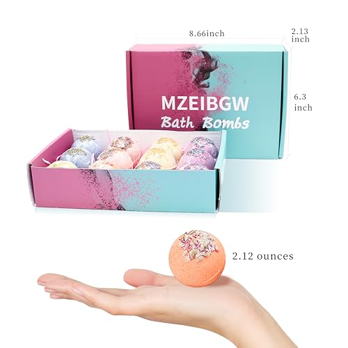 Bath Bombs for Women Kids, 12 PCS Handmade Natural Bath Bomb, Spa Relaxing Birthday Gift Set for Her/Him, Women, Girls, Wife, Mother