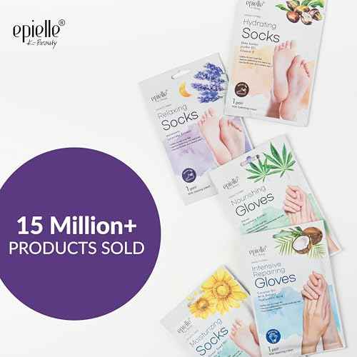 Epielle Relaxing Foot Mask 6 Pairs, Deep Moisturizing Socks for Dry, Cracked Feet, Self Care Gifts for Women, Spa Kit, Stocking Stuffers, Thanksgiving Essentials
