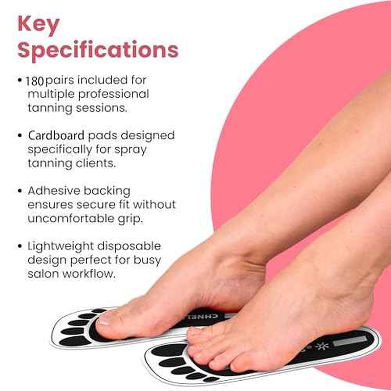 Black 180Pairs(360Feet)Disposable Spray Tanning Feet Pads for Hygienic Foot Protectors,Comfortable & Hygienic Spray Tan Pads Feet-Specifically for the Spray Tanning Industry or Salon,One Size-Non Slip