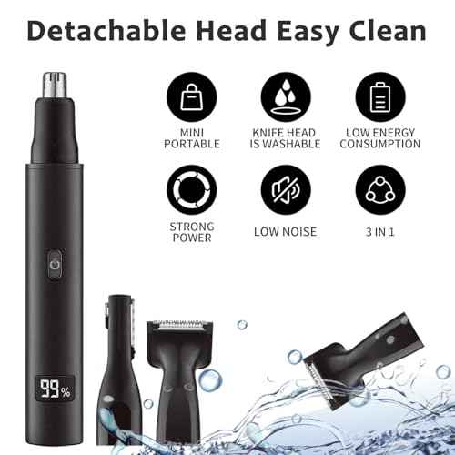 Nose and Ear Hair Trimmer for Men - Rechargeable Eyebrow Face Shaver - Nasal Hair Clippers 3 in 1 Painless Eye Brow Facial Hair Beard Razor for Sideburns Dual-edge Blades 6500 RPM Easy Cleansing