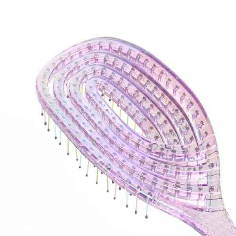CANDYBRUSH Wet Hair Brush for Blow Dryer Detangling Curved Vented Drying for Straight Fine Hair for Women Round Detangler Soft Bristles Scalp Massage Medium Light Purple Colorful Transparent
