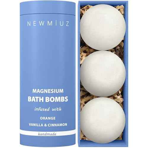 Magnesium Bath Bombs Post Workout Recovery Sore Muscles Tension Epsom Salt Luxury Bubble Bath Spa Essential Oil Infused Bath Bombs Vanilla Cinnamon Orange Perfect Stocking Stuffers Gift