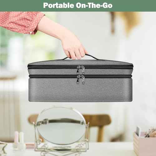 SITHON Double-Layer Travel Carrying Case for Shark FlexStyle/SmoothStyle, Water Resistant Storage Organizer Bag for Airwrap Styler, Also for Revlon One-Step Hair Dryer (Bag Only) (Gray)