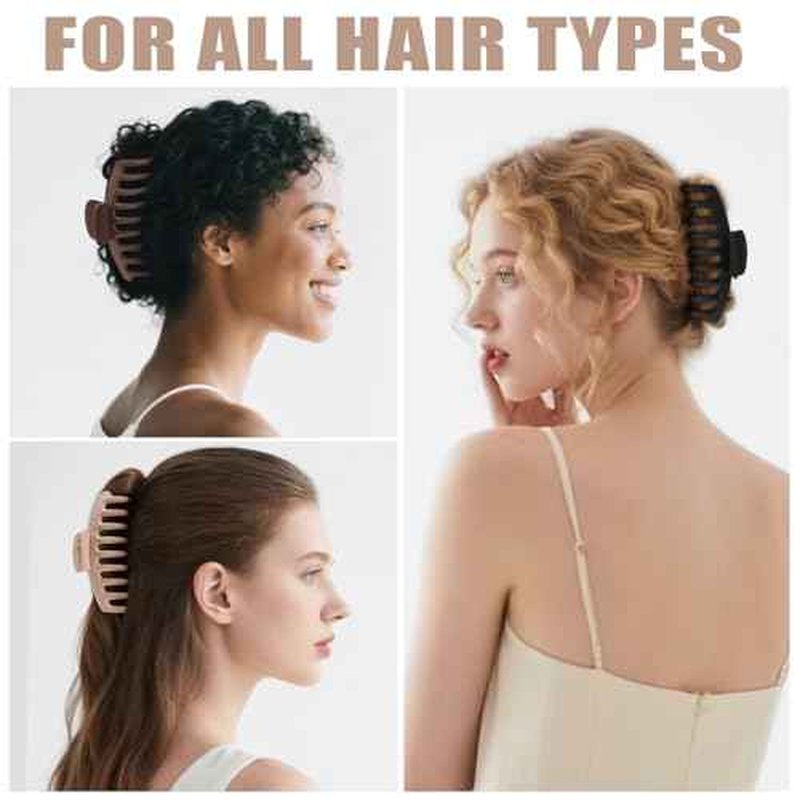 TOCESS Hair Claw Clips for Women - 8PK Large Neutral Matte Jumbo Hair Clips for Thick, Thin, Long, Short, Curly Hair Girls, Big Jaw Clip Set for Daily Use