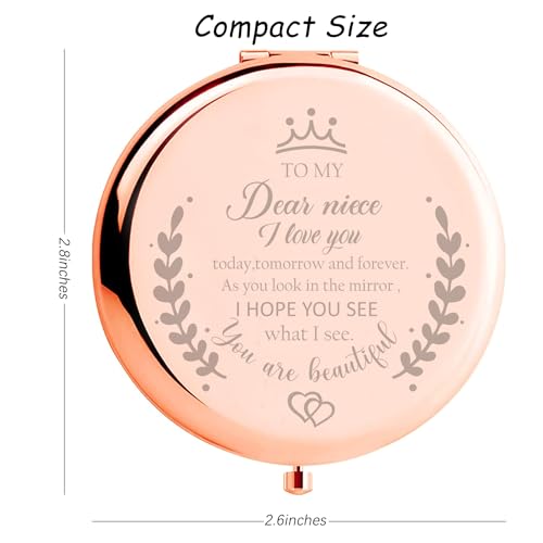 Soulpetals Niece Gifts Compact Mirror for Niece from Aunt to My Niece Makeup Mirror Birthday Gifts for Niece from Auntie Uncle Gifts for Niece Birthday Christmas