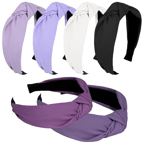Ondder 6 Pack Top Knot Purple Headbands for Women Cloth Head Bands for Women¡¯s Hair Wide Cute Knotted Headbands for Women Non Slip Fashion Womens Girls Hair Accessories
