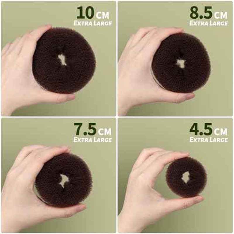 Fandamei Hair Bun Maker Set- 7 PCS Hair Donuts for Buns (1 Extra-large,2 Large,2 Medium and 2 Small), 10 Invisible Hair Nets for Buns, 20 PCS Bobby Pins, 5 PCS Hair Elastic Ties Black,Bun Maker-Brown