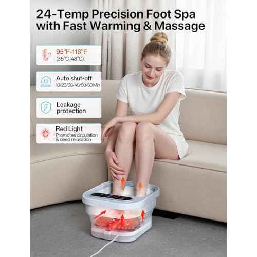 ALLJOY Foot Spa Bath Massager with Heat, Collapsible Foot Massager Spa Soaking Tub with Bubbles, Pumice Stone, Timer, 6 Shiatsu Massage Rollers Pedicure FootSpa for Relaxation, Gifts for Dad, Mom