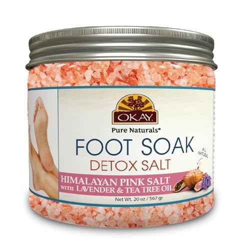 OKAY Foot Soak Detox Salt - Foot Soaking Salts for Dry Cracked Feet with Tea Tree Oil and Lavender Oil, Foot Bath, Pedicure Soak, Great for Men and Women, Athletes - 20 oz (Pack of 1)