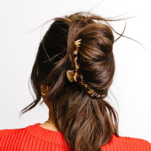 KAXI The ORIGINAL Hold Everything Hair Claw - Perfect for Thick & Thin Hair Straight, Wavy & Curly, Strong Clip With 52 teeth & Many Colors to Choose (Light Tortoise)