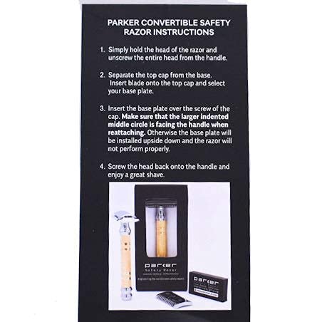 Parker Double Edge Safety Razor - Interchangeable Open & Closed Comb Plates | Solid Brass/Chrome 93g Handle, Customizable Shave Experience