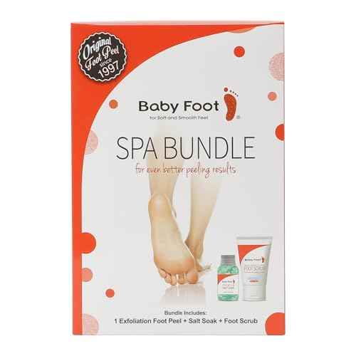 Baby Foot Spa Bundle - Original Exfoliant Foot Peel + Premium Salt Soak and 1 Foot Scrub - Baby Feet Smoothening Foot Peel, Soak and Scrub - Citrus scent - Baby Soft Foot Exfoliation Bundle Set