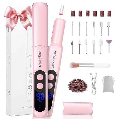 Cordless Electric Nail Drill Professional 3 Speeds Nail Drill Kit for Acrylic Gel Dip, USB Portable Rechargeable 20000 RPM Efile Manicure Pedicure Polishing Shape Tools(Pink)
