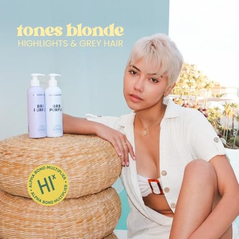 The Beachwaver Co. BRB Blonde Purple Conditioner - Full Size (12 Oz) | Anti-Brass Toning Conditioner w/HiX Vegan Bond Multipliers | Moisturizing, Sulfate-Free Formula for Blonde & Grey Hair