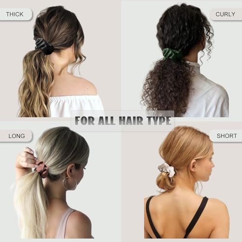 IVARYSS Satin Scrunchies for Women, Soft Than Silk for Hair, Fashion Ties and Bands for Thin | Thick Hair Styling, 16 Pack (Neutral Color)