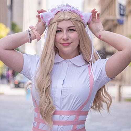Yan Dream Princess Wig Long Blonde Wavy Hair with Braid Elf Hippie Wigs for Women Cosplay Costume Anime Party