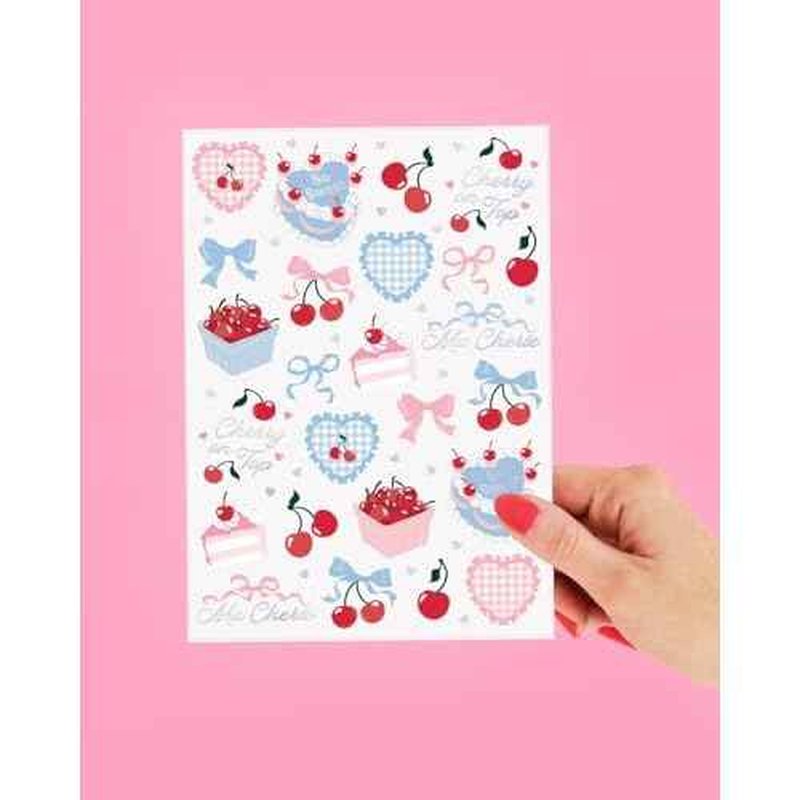 xo, Fetti Cherry Temporary Tattoos - 50 Iridescent Foil Pcs | Ma Cherie Baby Shower, Cherry on Top Bachelorette Decorations, Birthday Decor, Kids Picnic Tablescape