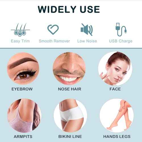 Eyebrow Facial Trimmer for Women - 2 in 1 Rechargeable Face Eye Brow Shaver - Face Remover Peach Fuzz Painless Facial Removal Built-in LED Light for Lips Arm Nose Hair Bikini Line Body (Pink)