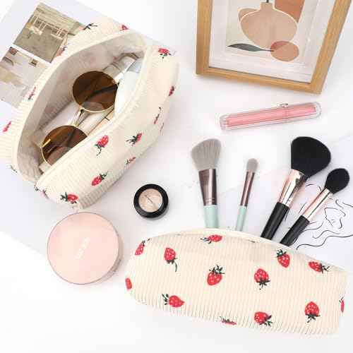 EIMMBD Makeup Bags 6 Pieces Set Large Capacity Cosmetic Bag Travel Toiletry Bag Organizer Cute Strawberry Makeup Bag Pouch Storage Bag for Women