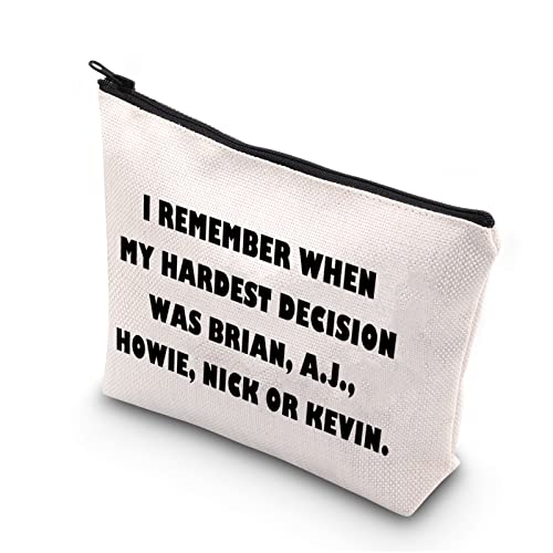 TSOTMO Classic Boy Band Fans Gift My Hardest Decision Was Brian A.J. Howie Nick Or Kevin Zipper Pouch Makeup Bag (NICK OR KEVIN)