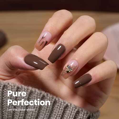 Beetles Dark Brown Gel Polish Fall Winter, 1 PC 15ML Hame Free Mocha Coffee Brown Color Polish Nail Gel Autumn Colorful Bottle Coffee o'Clock Soak Off UV Nail Art Manicure Gift for Women