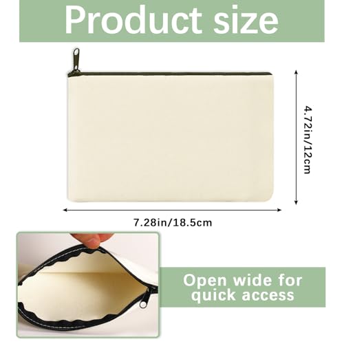 OKBA Beige 30 Pcs Sublimation Makeup Bags Blanks,DIY Craft Canvas Zipper Pouch Cosmetic Bag,Multi-Purpose Canvas Bag Bulk