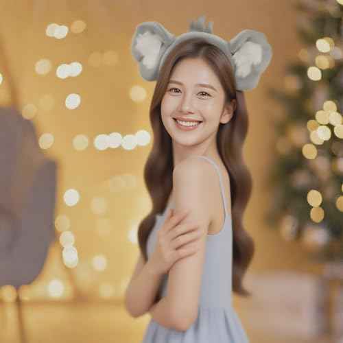 jojofuny 2pcs Koala Ear Headband - Koala Hair Hoop, Plush Animal Headbands, Halloween Christmas Festival Animal Theme Party Cosplay Costume Headwear
