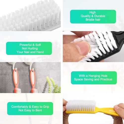 10 Pcs Handle Grip Nail Brush, NICEMOVIC Hand Fingernail Cleaner Brush Manicure Tools Scrub Cleaning Brushes Kit, Use for Toe and Nail Cleaning (Bright Colors)