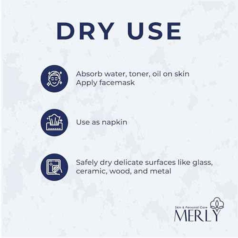 Merly¢â Disposable Face Towels, Facial Wipes Towelettes Disposable, Towels Cloth For Cleaning Face, 10"x12", 50 Counts, 1 pack, Ultra-Soft, Super Absorbent, Biodegradable
